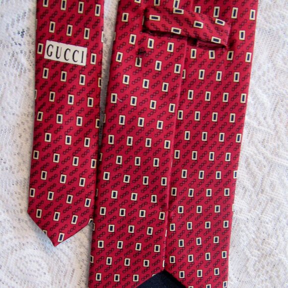 Gucci Men Tie, Red, Silk, made in Italy - Picture 2 of 5